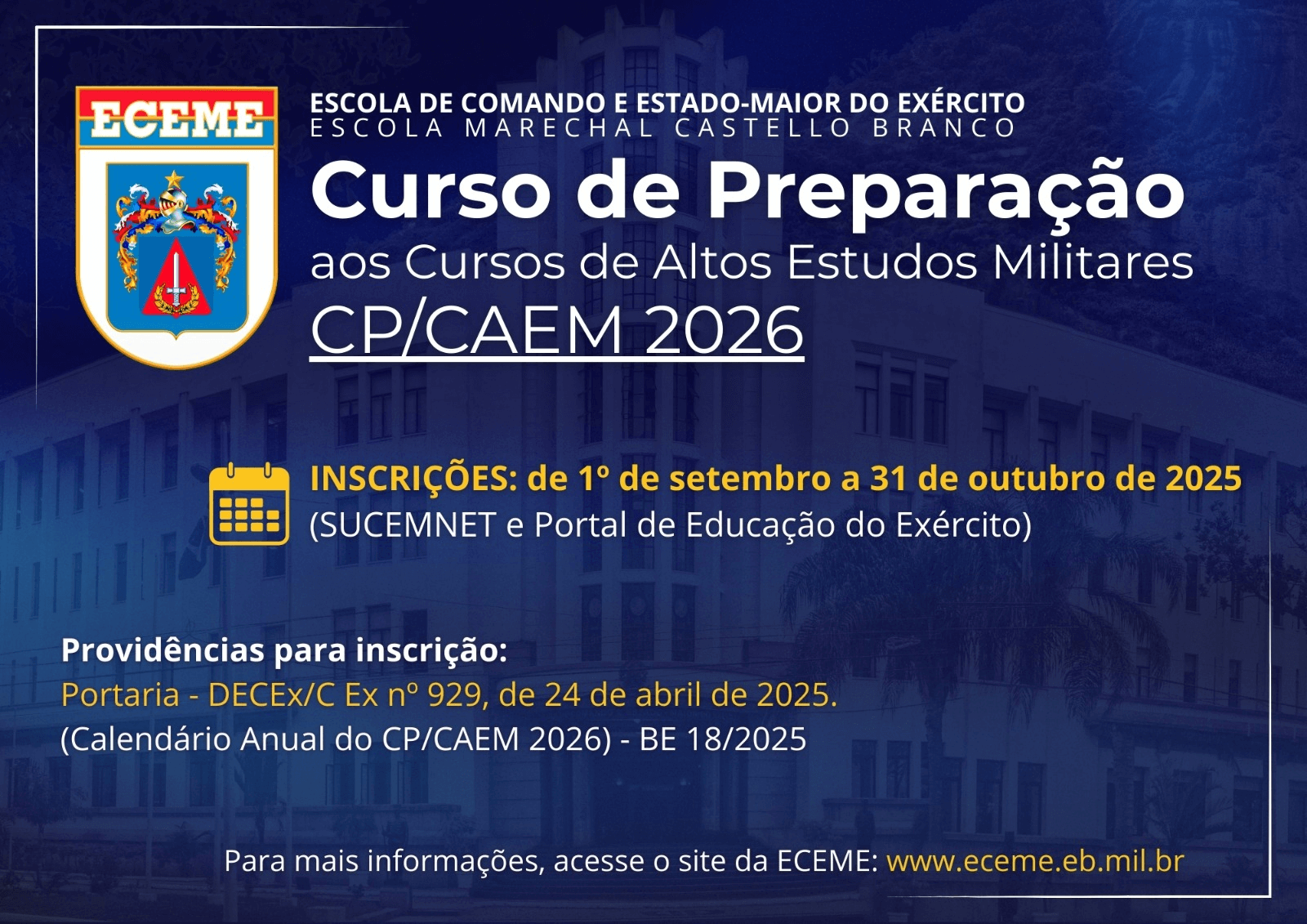 Curso de Preparação aosCursos de Altos Estudos Militares 2026 (CP/CAEM 2026)